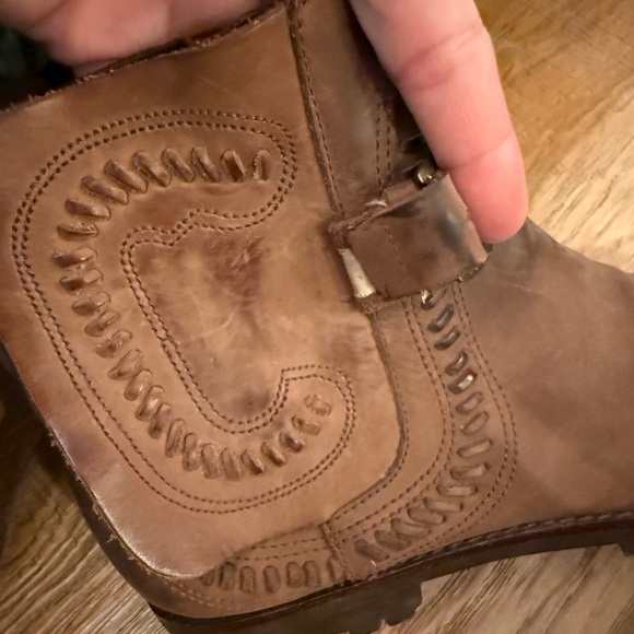 Circles Brown Leather Western Cowgirl Boots Yellowstone Ranch Farm Landman - Picture 2 of 8